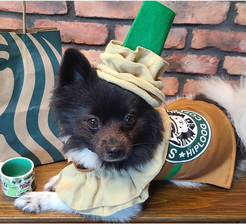 Coppthinktu Latte Coffee Dog Costume - Dog Halloween Costume Pet Cosplay Clothes for Small Medium Dogs Puppies Cats for Christmas Birthday Party Photo Props Dress up Accessories Parade Halloween Decorations - Image 3